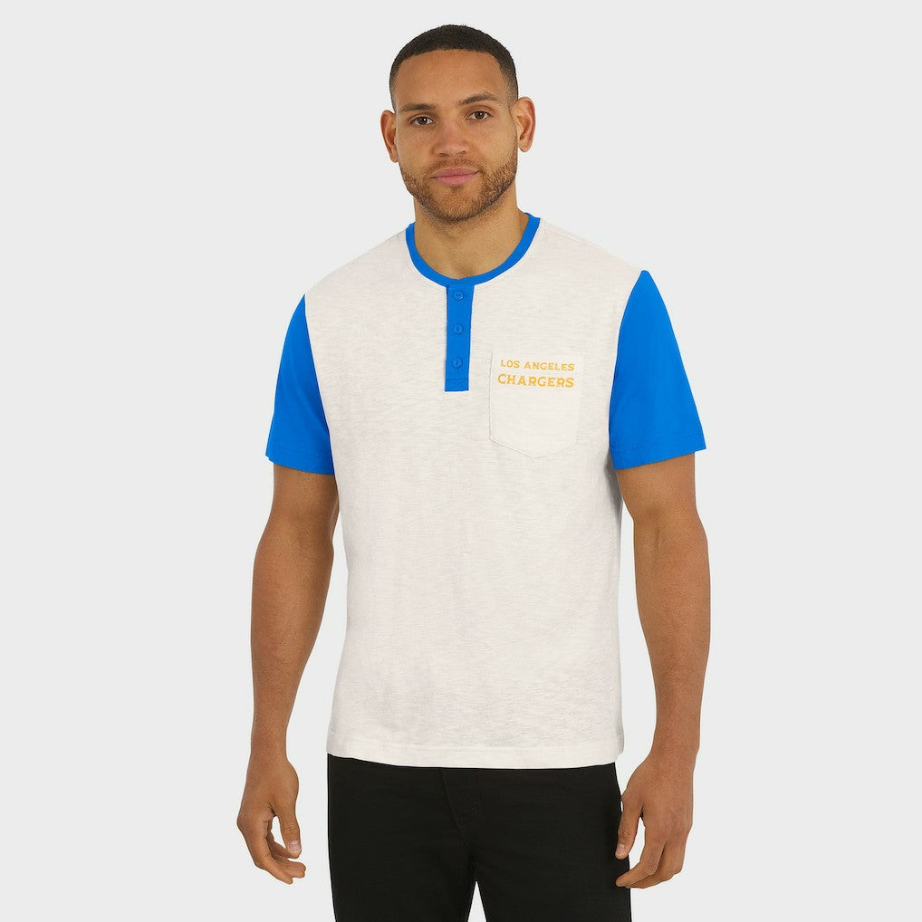 Los Angeles Chargers Darius Rucker Collection Henley Colorblock Slub Pocket T-Shirt - Cream discount