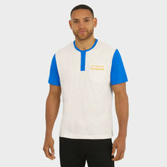 Los Angeles Chargers Darius Rucker Collection Henley Colorblock Slub Pocket T-Shirt - Cream discount