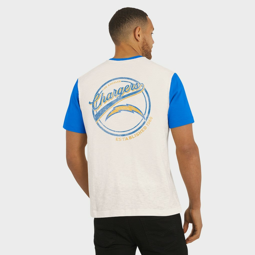Los Angeles Chargers Darius Rucker Collection Henley Colorblock Slub Pocket T-Shirt - Cream discount