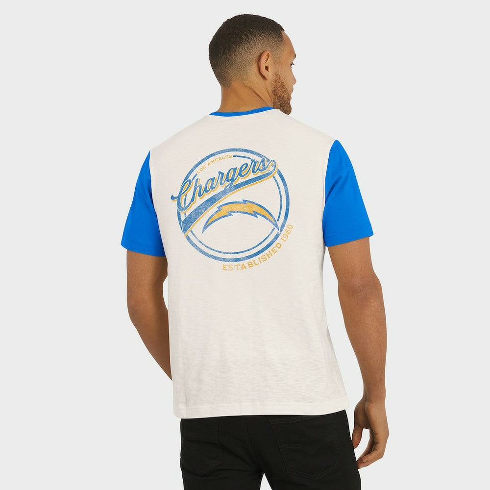 Los Angeles Chargers Darius Rucker Collection Henley Colorblock Slub Pocket T-Shirt - Cream discount