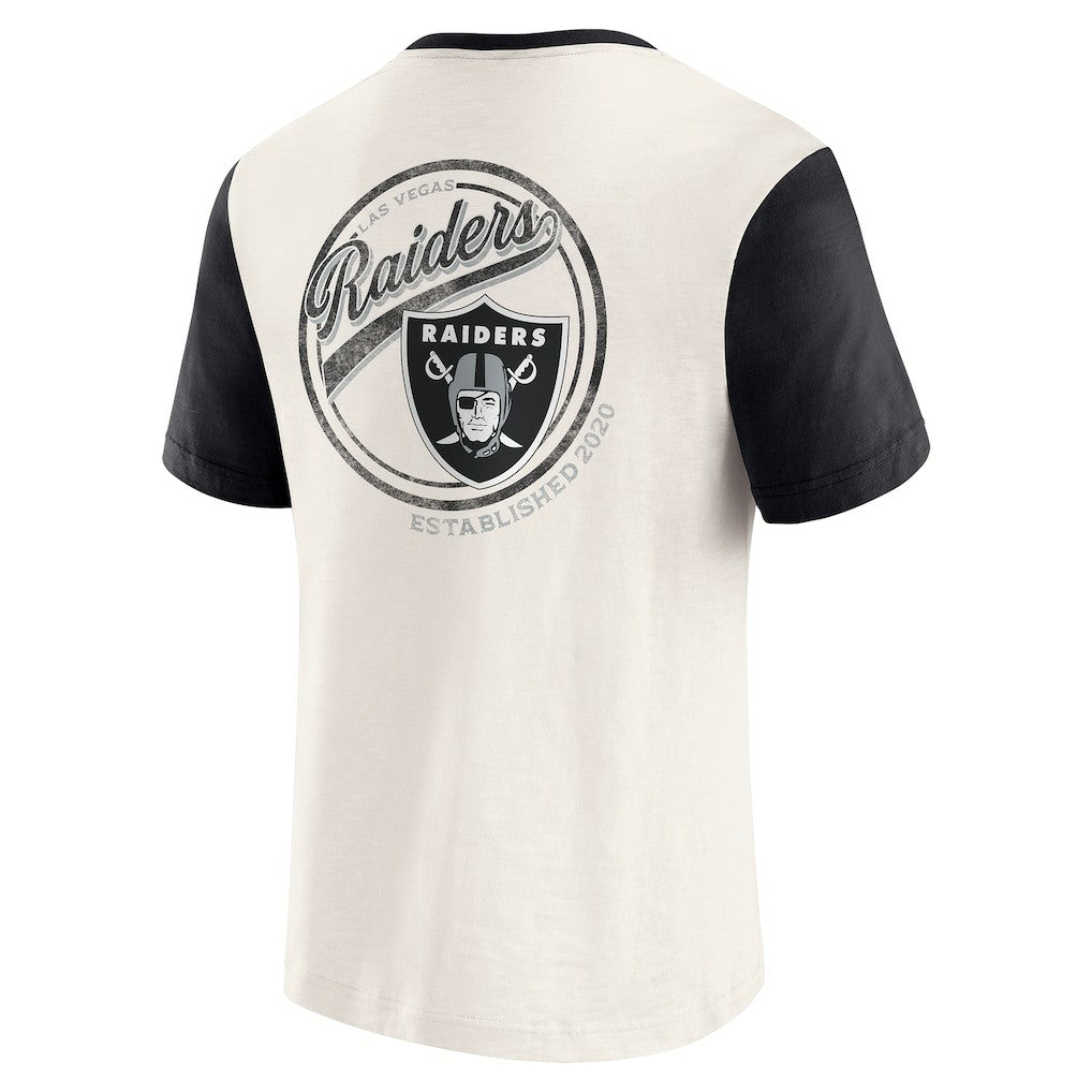 Las Vegas Raiders Darius Rucker Collection Henley Colorblock Slub Pocket T-Shirt - Cream on sale
