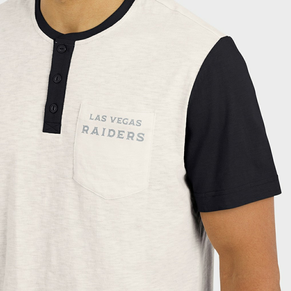 Las Vegas Raiders Darius Rucker Collection Henley Colorblock Slub Pocket T-Shirt - Cream on sale