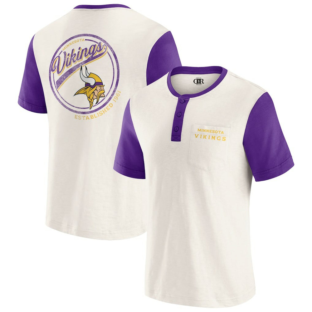 Minnesota Vikings Darius Rucker Collection Henley Colorblock Slub Pocket T-Shirt - Cream online