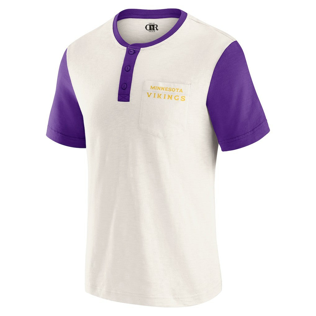Minnesota Vikings Darius Rucker Collection Henley Colorblock Slub Pocket T-Shirt - Cream online