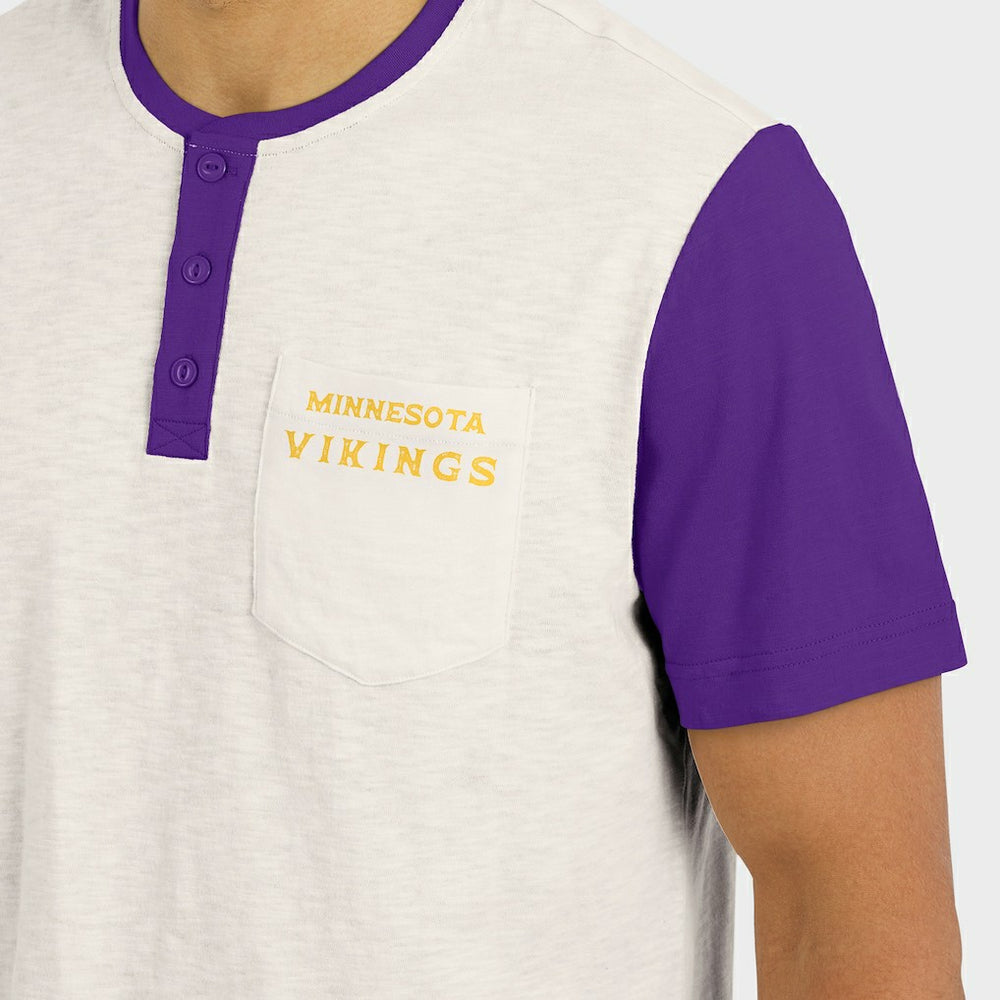 Minnesota Vikings Darius Rucker Collection Henley Colorblock Slub Pocket T-Shirt - Cream online