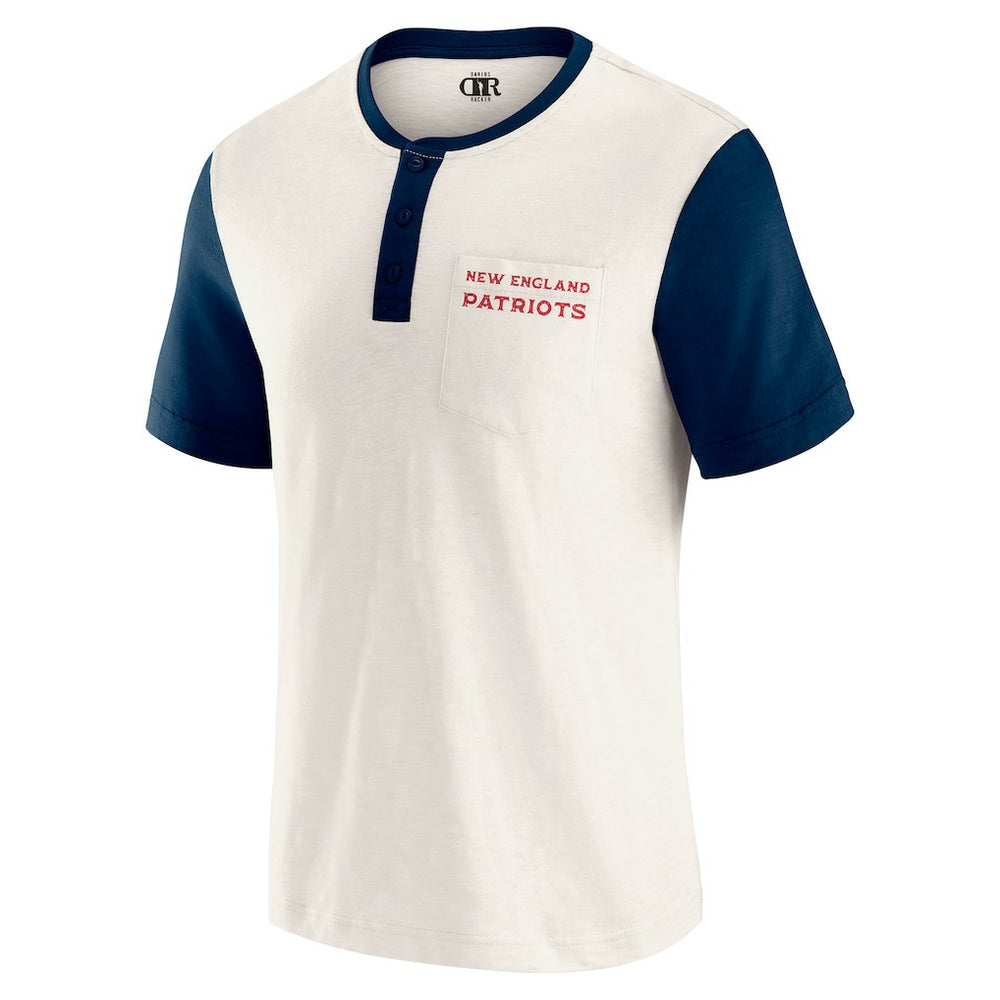 New England Patriots Darius Rucker Collection Henley Colorblock Slub Pocket T-Shirt - Cream sale