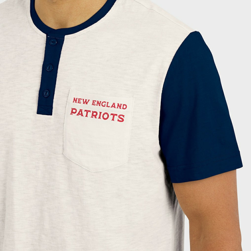 New England Patriots Darius Rucker Collection Henley Colorblock Slub Pocket T-Shirt - Cream sale