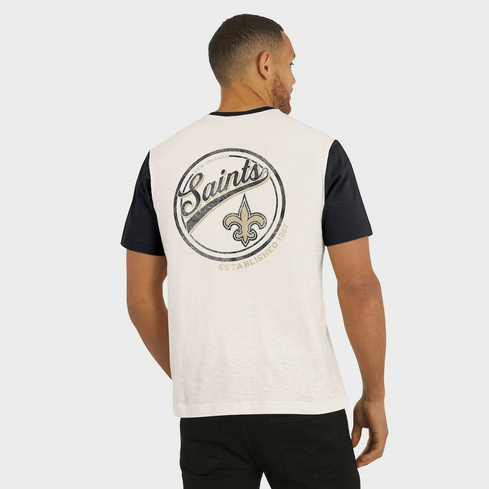 New Orleans Saints Darius Rucker Collection Henley Colorblock Slub Pocket T-Shirt - Cream on sale