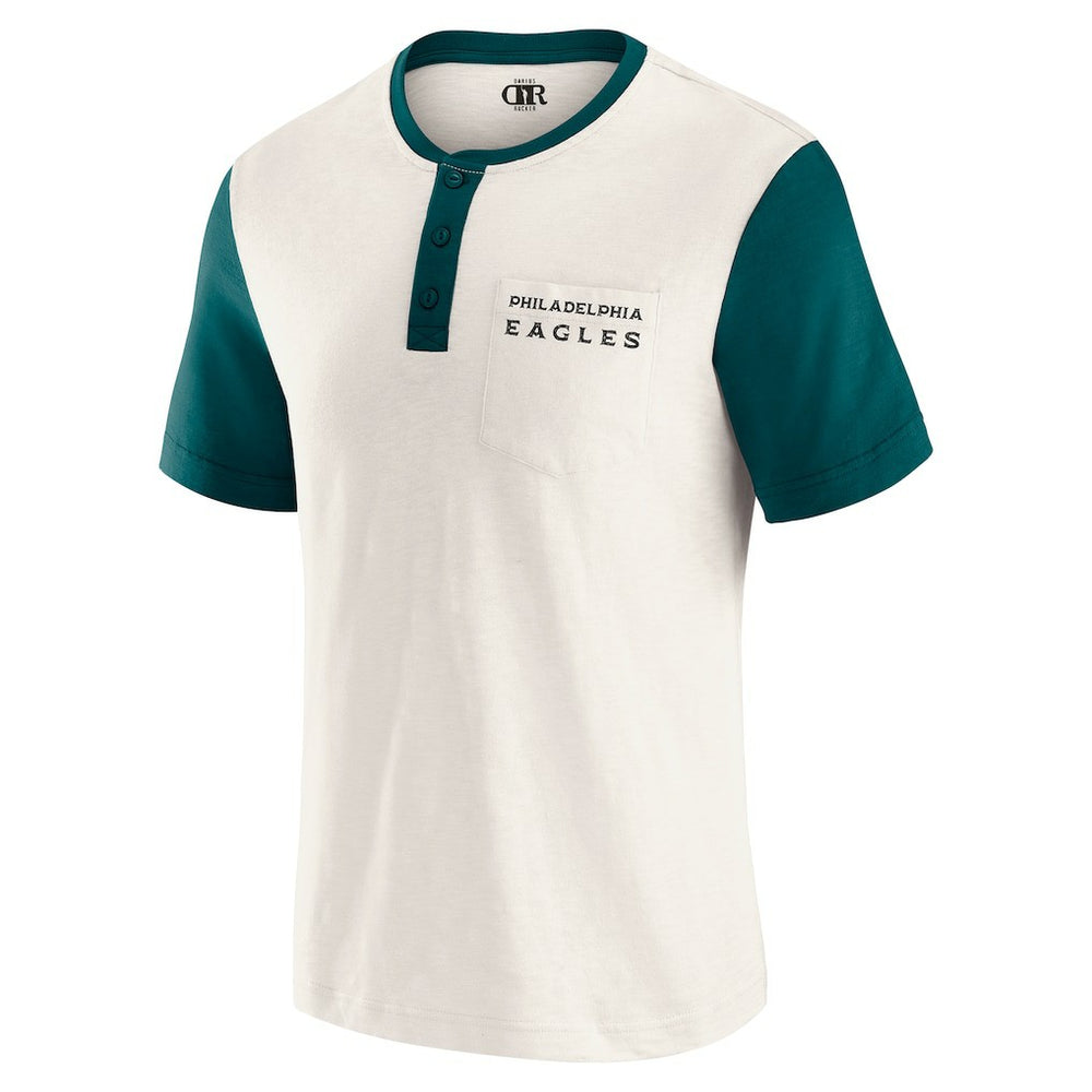 Philadelphia Eagles Darius Rucker Collection Henley Colorblock Slub Pocket T-Shirt - Cream cheap