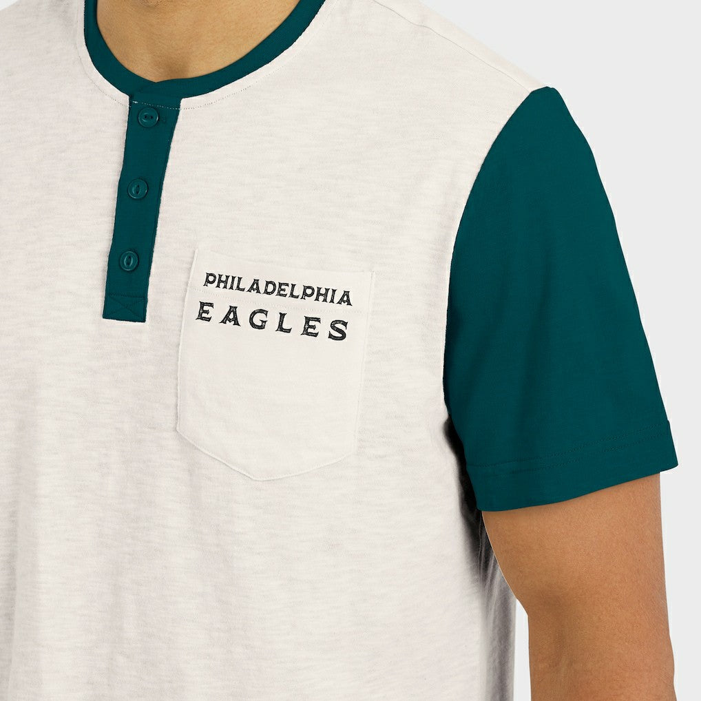 Philadelphia Eagles Darius Rucker Collection Henley Colorblock Slub Pocket T-Shirt - Cream cheap