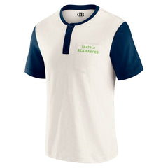 Seattle Seahawks Darius Rucker Collection Henley Colorblock Slub Pocket T-Shirt - Cream on sale