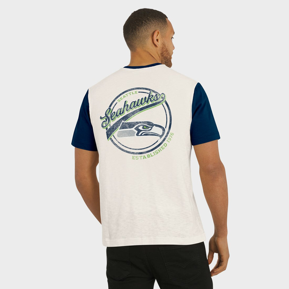 Seattle Seahawks Darius Rucker Collection Henley Colorblock Slub Pocket T-Shirt - Cream on sale