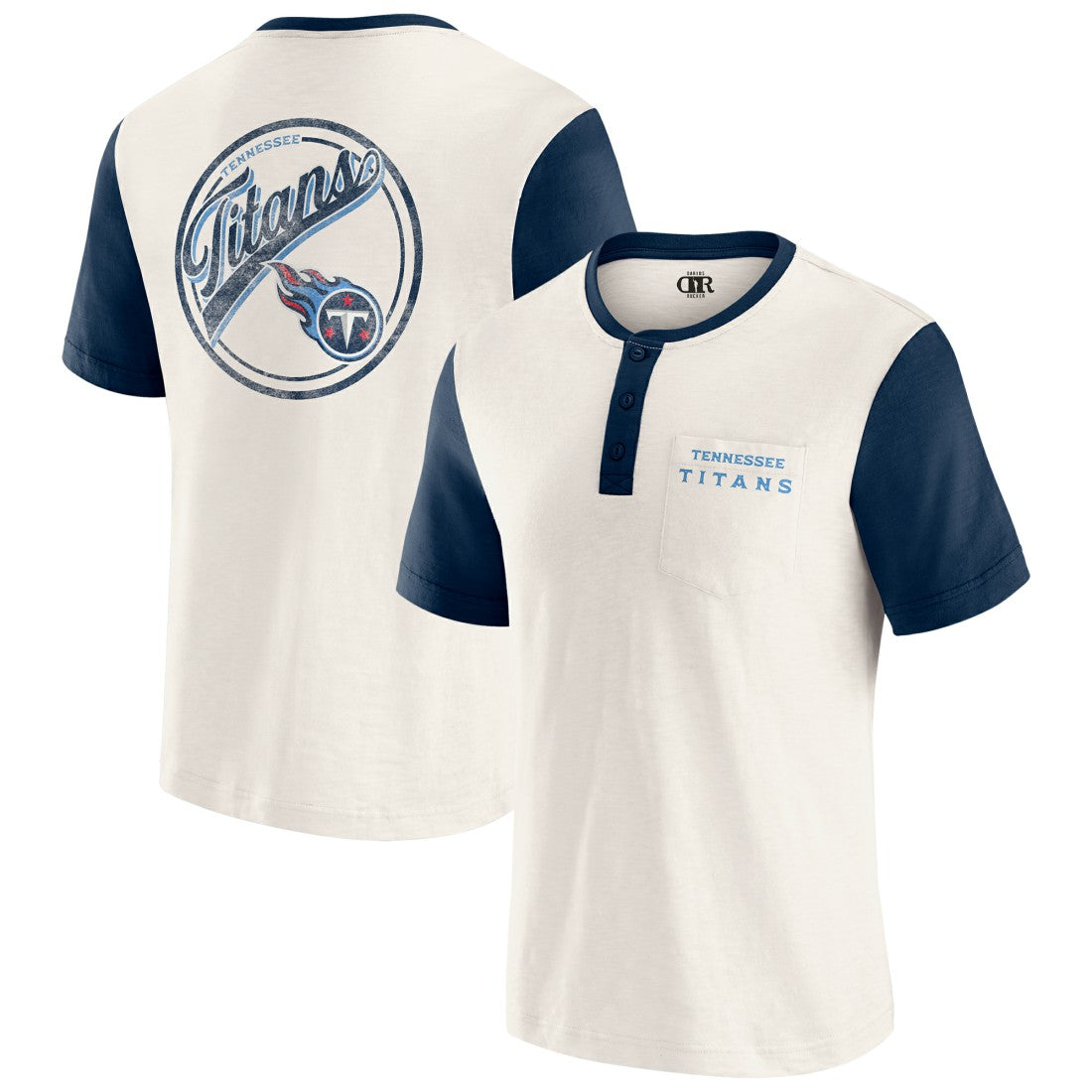 Tennessee Titans Darius Rucker Collection Henley Colorblock Slub Pocket T-Shirt - Cream sale