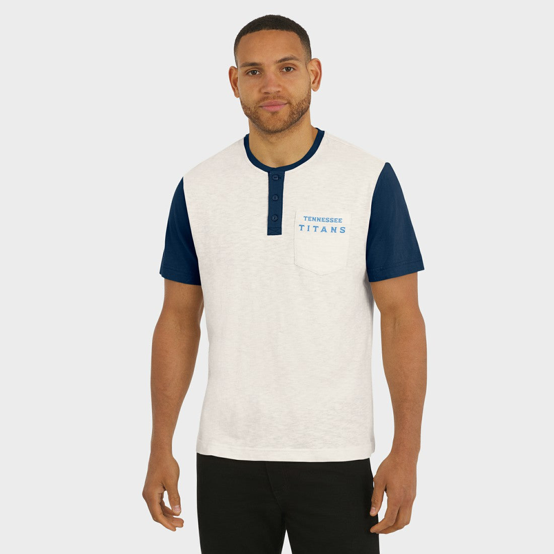 Tennessee Titans Darius Rucker Collection Henley Colorblock Slub Pocket T-Shirt - Cream sale