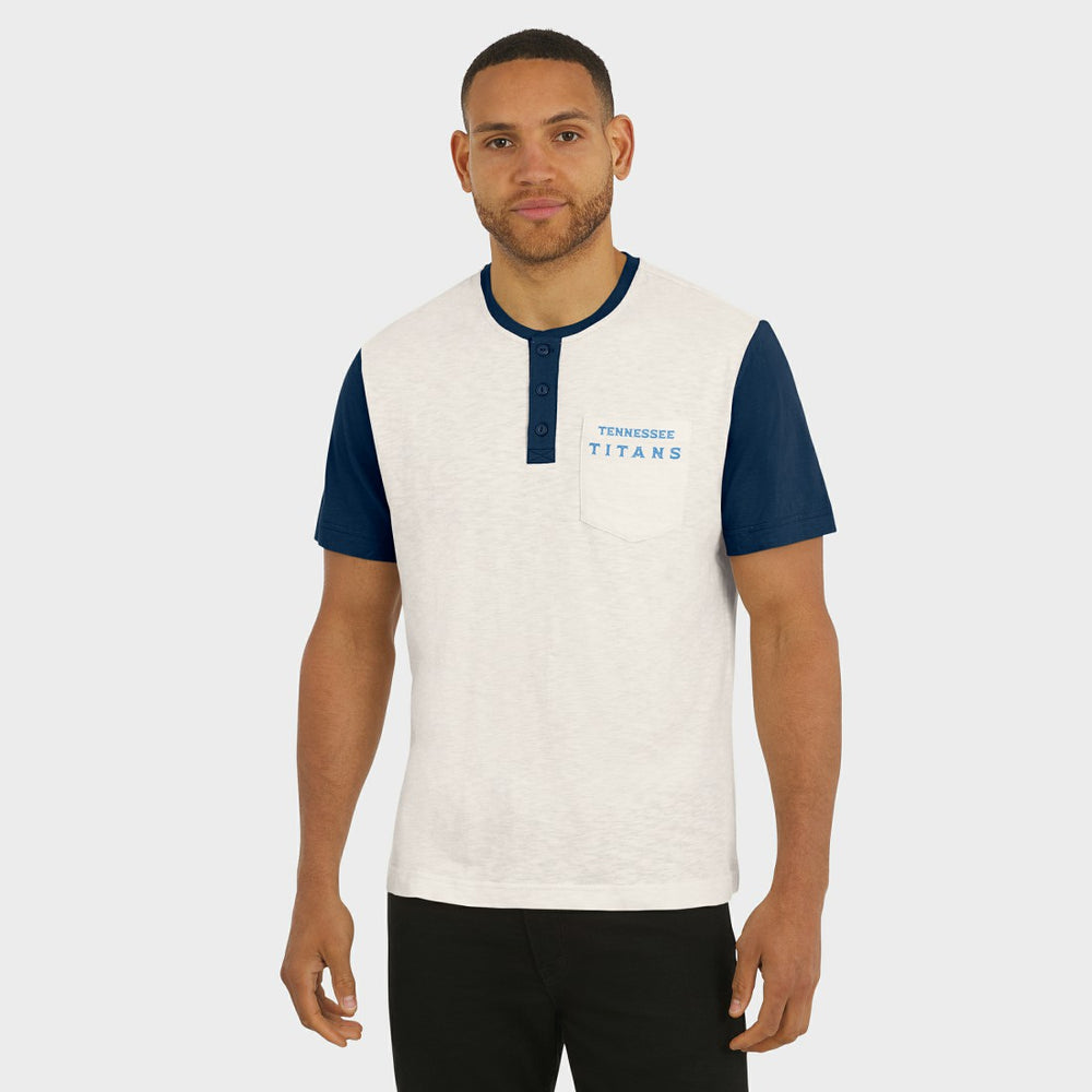 Tennessee Titans Darius Rucker Collection Henley Colorblock Slub Pocket T-Shirt - Cream sale