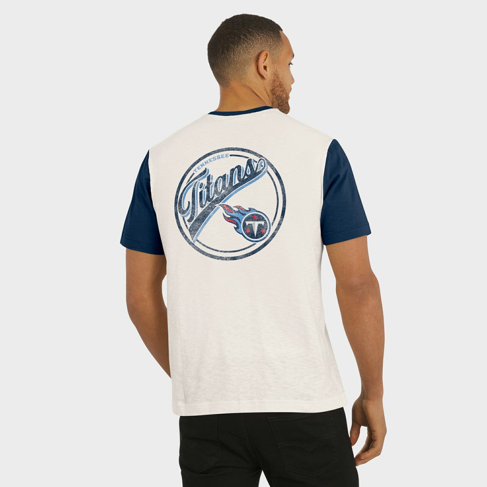 Tennessee Titans Darius Rucker Collection Henley Colorblock Slub Pocket T-Shirt - Cream sale