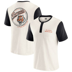 Cincinnati Bengals Darius Rucker Collection Henley Colorblock Slub Pocket T-Shirt - Cream online