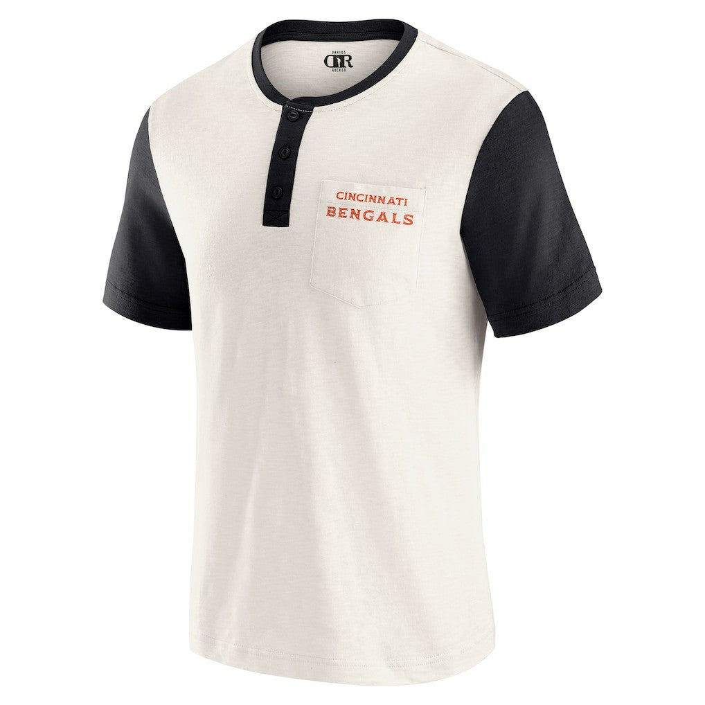 Cincinnati Bengals Darius Rucker Collection Henley Colorblock Slub Pocket T-Shirt - Cream online