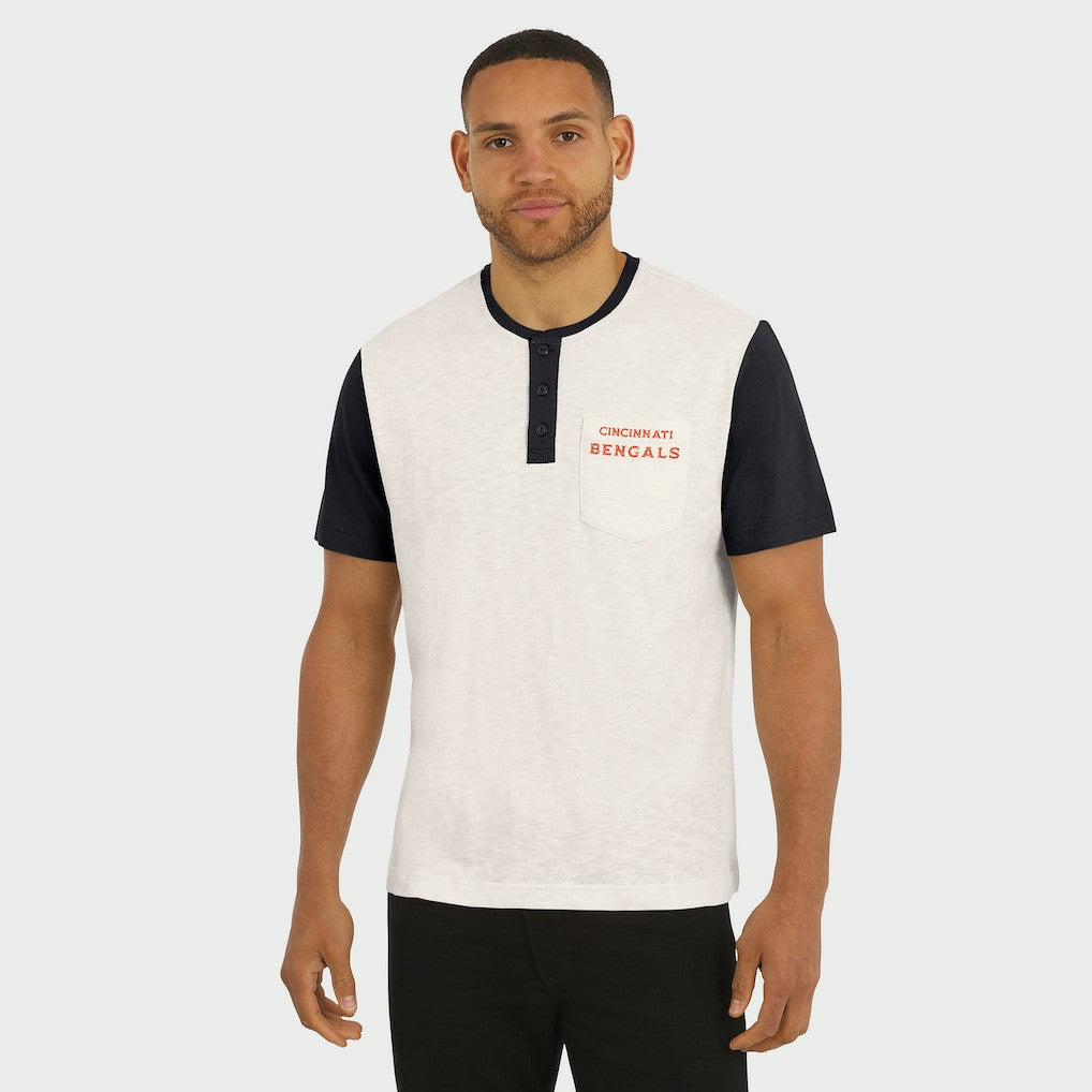 Cincinnati Bengals Darius Rucker Collection Henley Colorblock Slub Pocket T-Shirt - Cream online