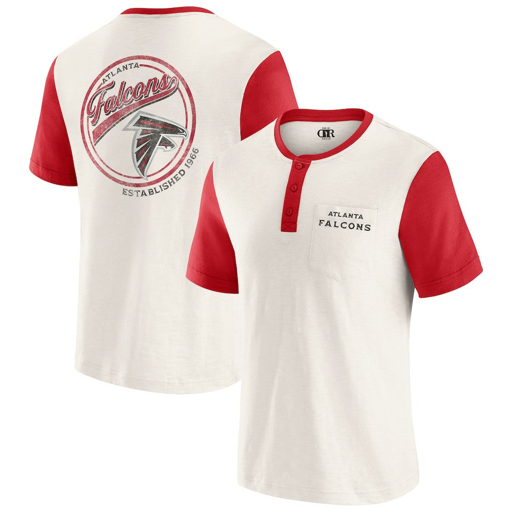 Atlanta Falcons Darius Rucker Collection Henley Colorblock Slub Pocket T-Shirt - Cream cheap