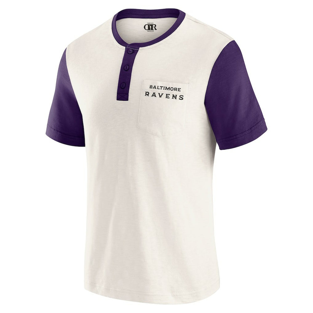 Baltimore Ravens Darius Rucker Collection Henley Colorblock Slub Pocket T-Shirt - Cream discount
