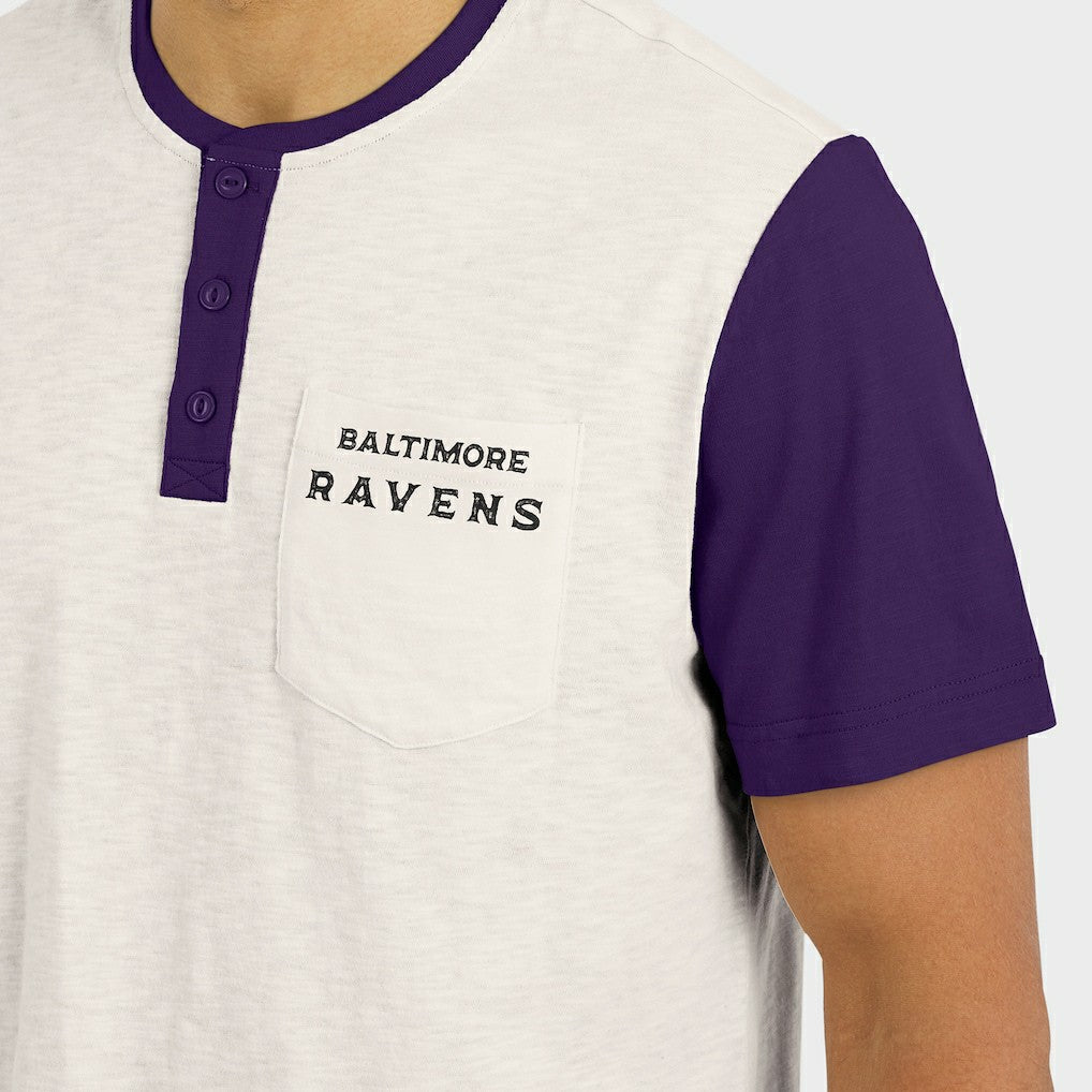 Baltimore Ravens Darius Rucker Collection Henley Colorblock Slub Pocket T-Shirt - Cream discount