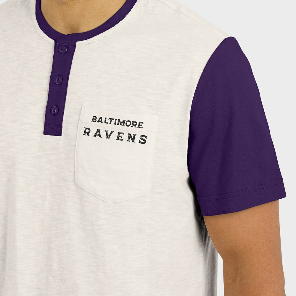 Baltimore Ravens Darius Rucker Collection Henley Colorblock Slub Pocket T-Shirt - Cream discount