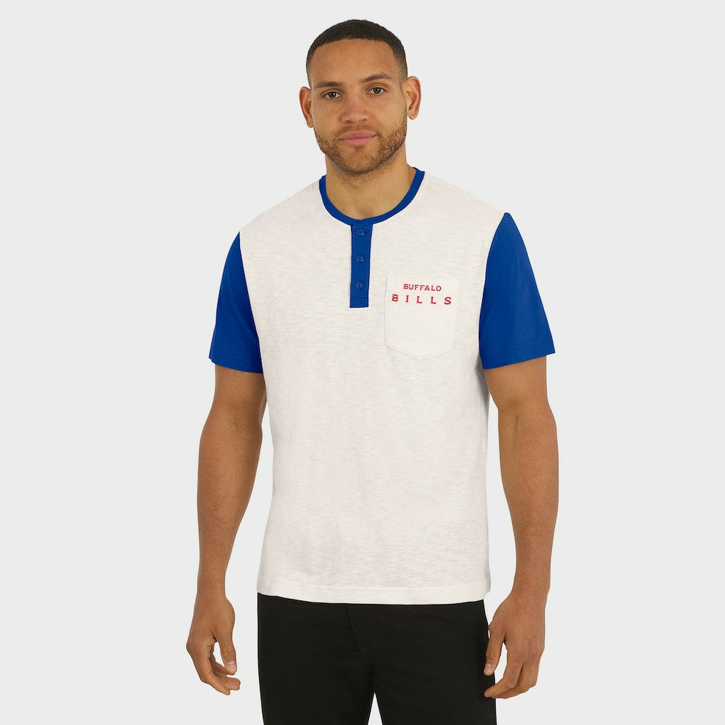Buffalo Bills Darius Rucker Collection Henley Colorblock Slub Pocket T-Shirt - Cream for sale