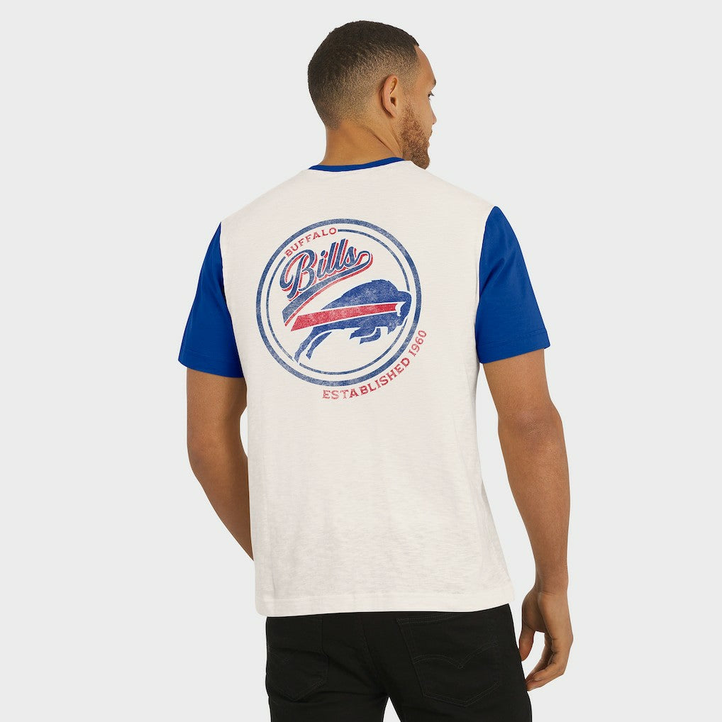 Buffalo Bills Darius Rucker Collection Henley Colorblock Slub Pocket T-Shirt - Cream for sale
