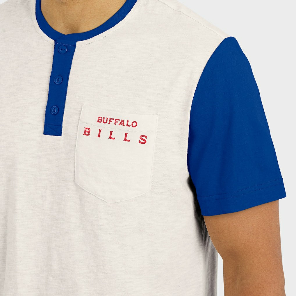 Buffalo Bills Darius Rucker Collection Henley Colorblock Slub Pocket T-Shirt - Cream for sale