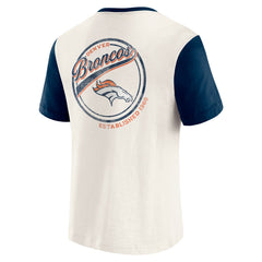 Denver Broncos Darius Rucker Collection Henley Colorblock Slub Pocket T-Shirt - Cream for sale