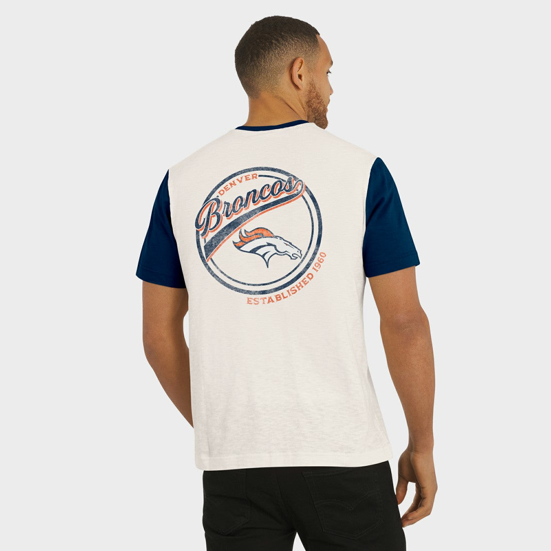 Denver Broncos Darius Rucker Collection Henley Colorblock Slub Pocket T-Shirt - Cream for sale