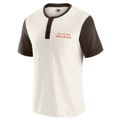 Cleveland Browns Darius Rucker Collection Henley Colorblock Slub Pocket T-Shirt - Cream for sale