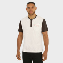 Cleveland Browns Darius Rucker Collection Henley Colorblock Slub Pocket T-Shirt - Cream for sale