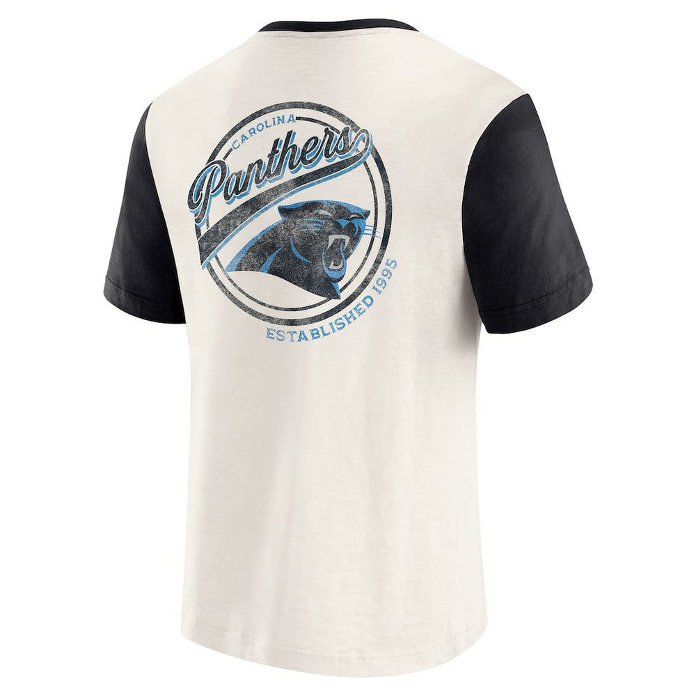 Carolina Panthers Darius Rucker Collection Henley Colorblock Slub Pocket T-Shirt - Cream on sale