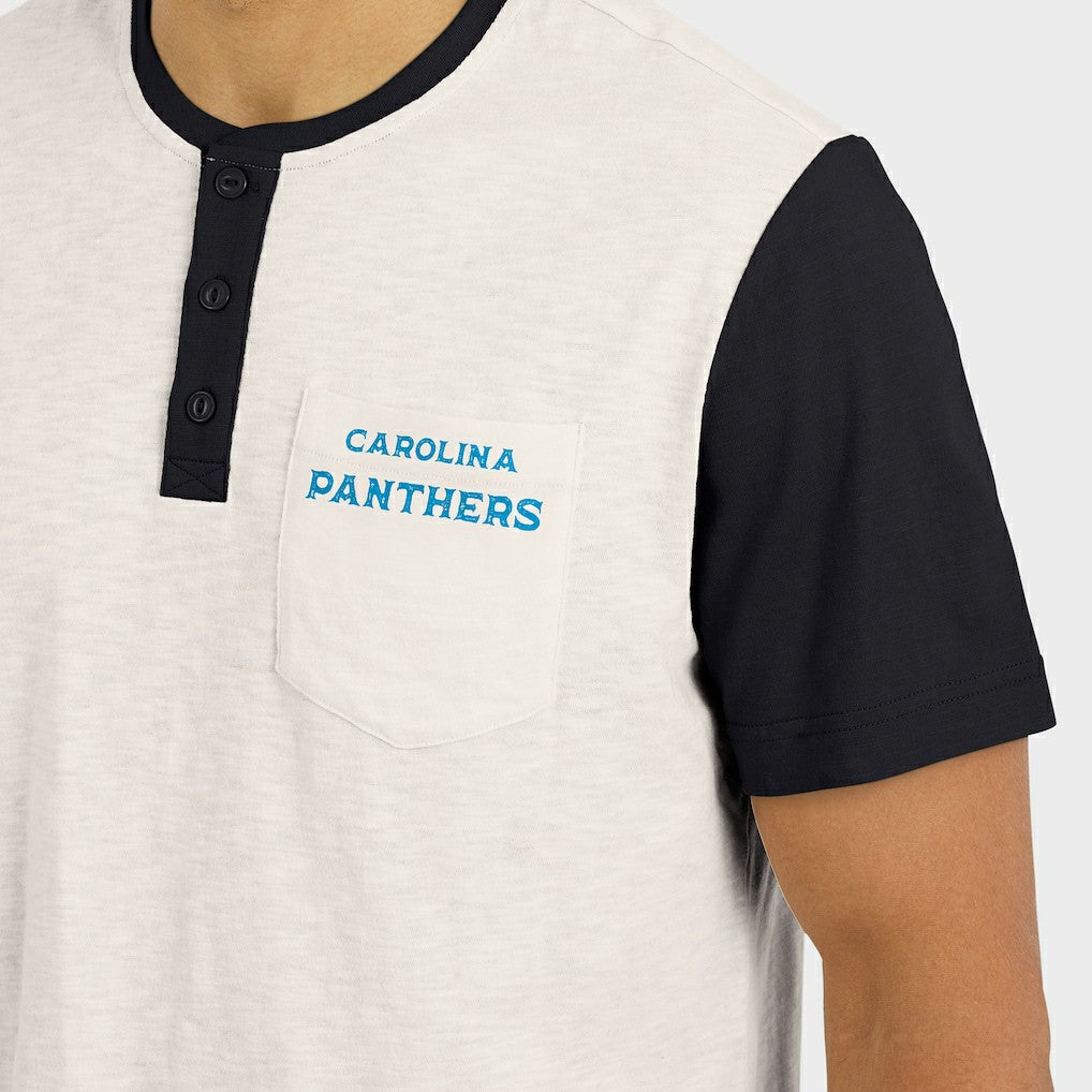 Carolina Panthers Darius Rucker Collection Henley Colorblock Slub Pocket T-Shirt - Cream on sale