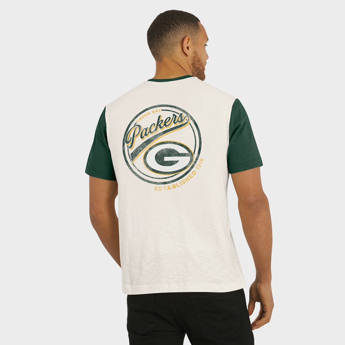 Green Bay Packers Darius Rucker Collection Henley Colorblock Slub Pocket T-Shirt - Cream online