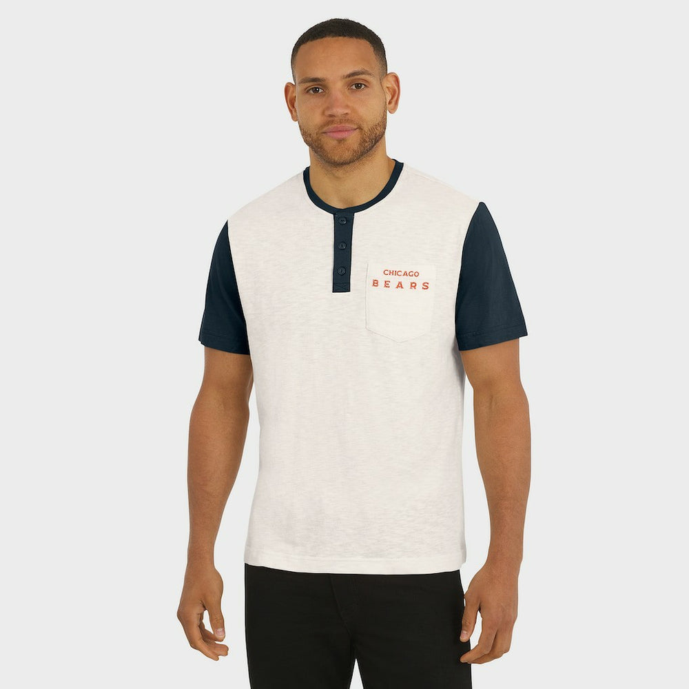 Chicago Bears Darius Rucker Collection Henley Colorblock Slub Pocket T-Shirt - Cream on sale