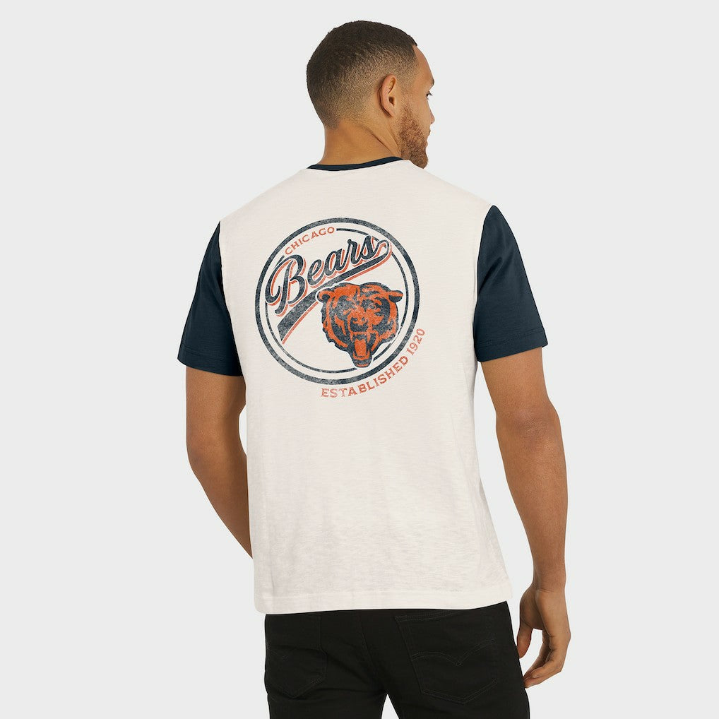 Chicago Bears Darius Rucker Collection Henley Colorblock Slub Pocket T-Shirt - Cream on sale