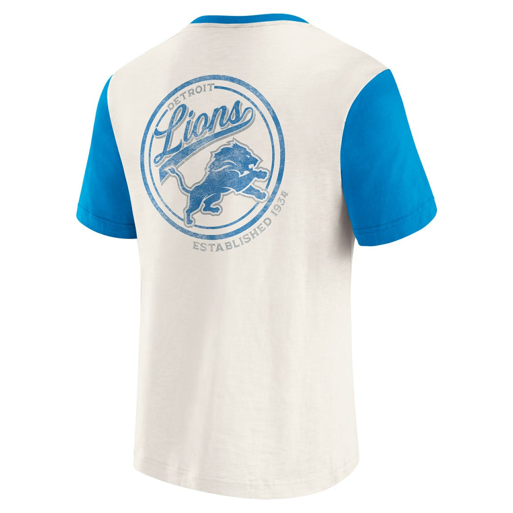 Detroit Lions Darius Rucker Collection Henley Colorblock Slub Pocket T-Shirt - Cream discount
