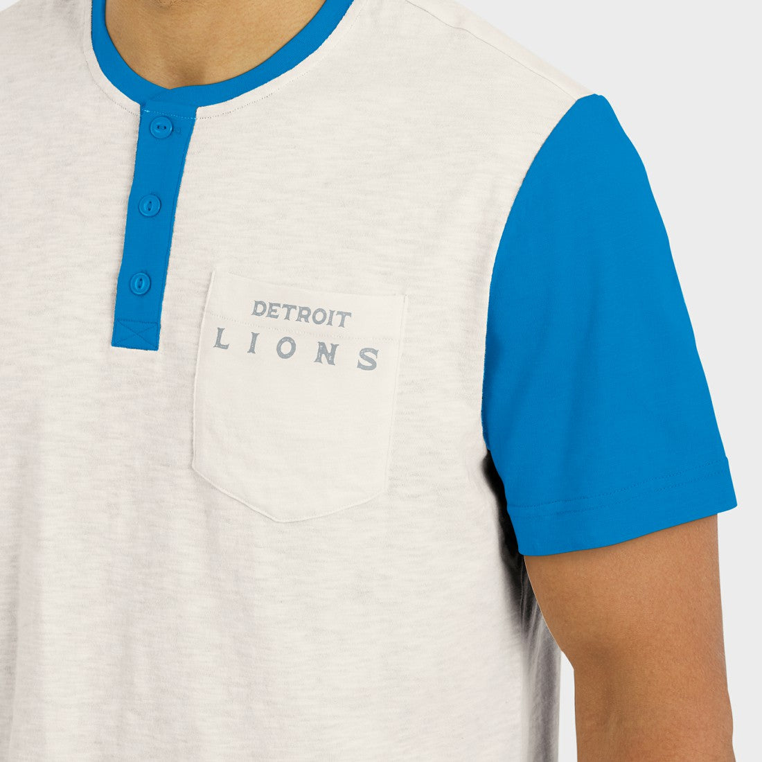 Detroit Lions Darius Rucker Collection Henley Colorblock Slub Pocket T-Shirt - Cream discount