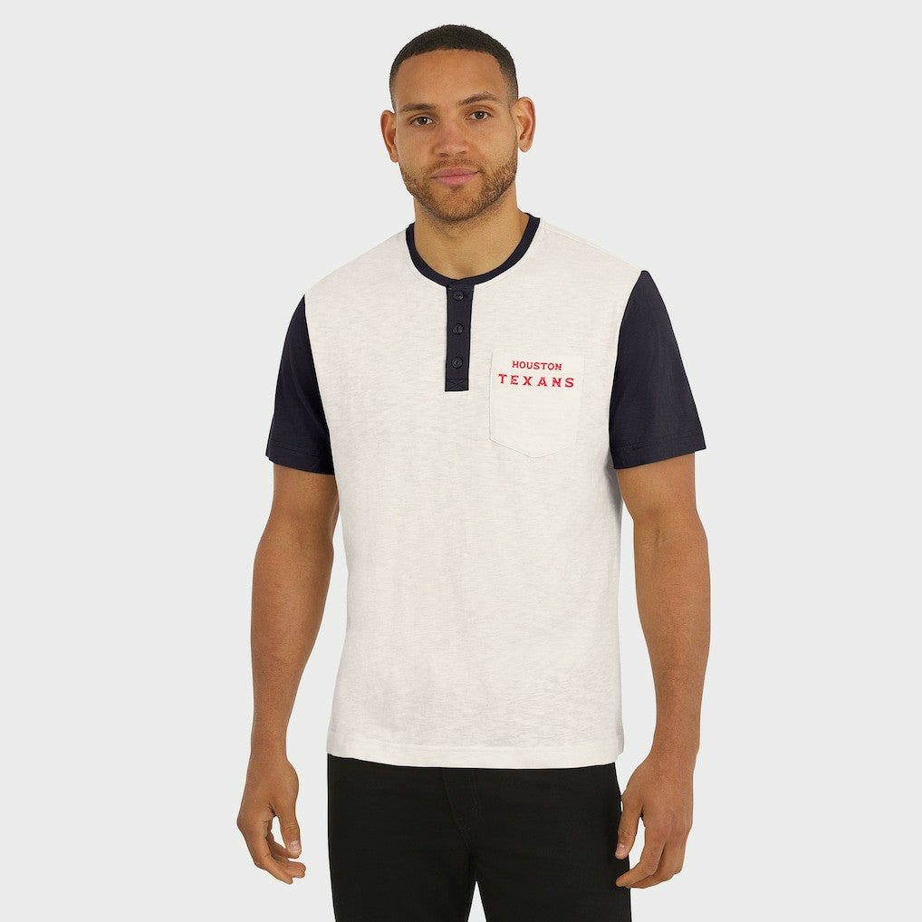 Houston Texans Darius Rucker Collection Henley Colorblock Slub Pocket T-Shirt - Cream online