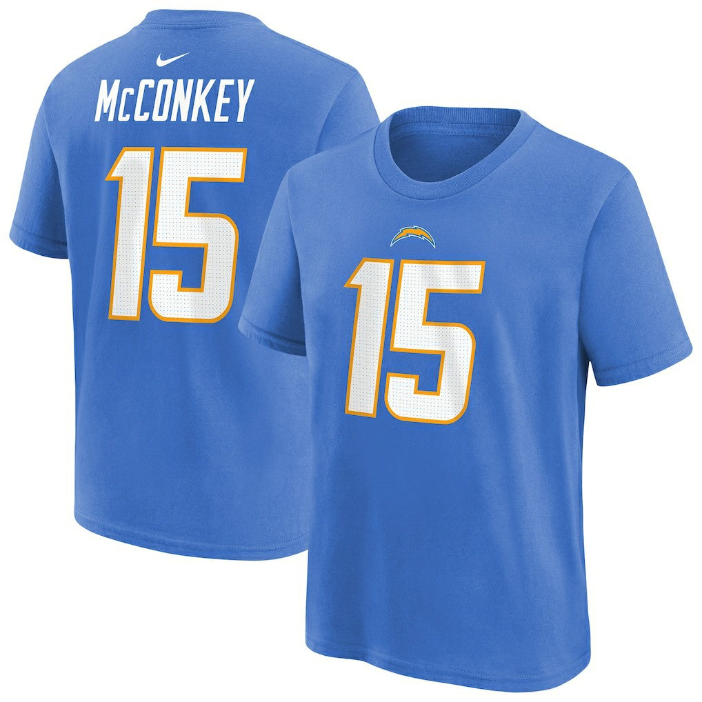 Ladd McConkey Los Angeles Chargers Youth Player Name & Number T-Shirt - Powder Blue on sale