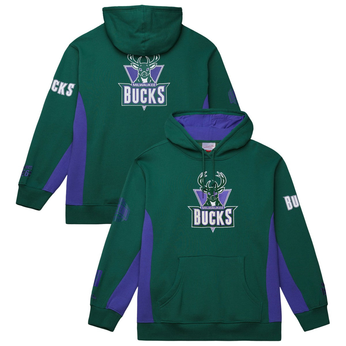 Milwaukee Bucks Hardwood Classics Team Origins Fleece Pullover Hoodie - Hunter Green on sale
