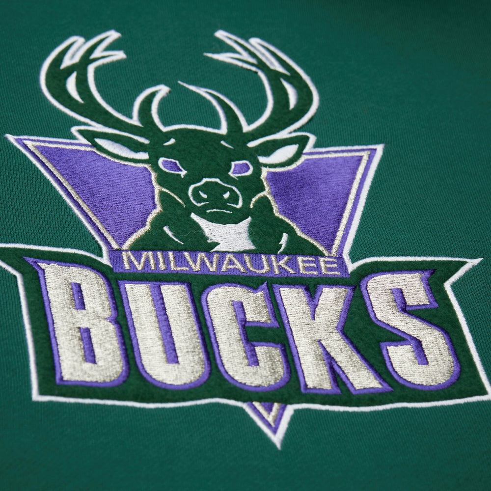 Milwaukee Bucks Hardwood Classics Team Origins Fleece Pullover Hoodie - Hunter Green on sale