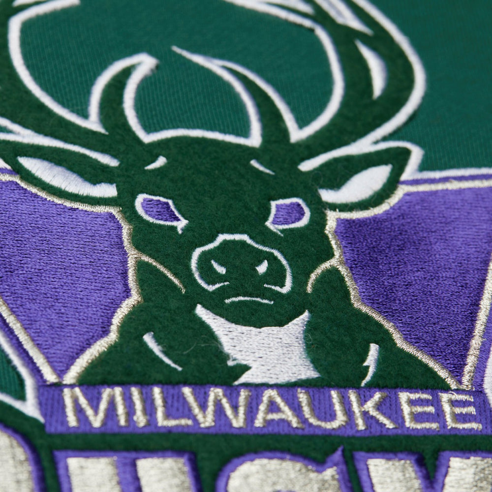Milwaukee Bucks Hardwood Classics Team Origins Fleece Pullover Hoodie - Hunter Green on sale
