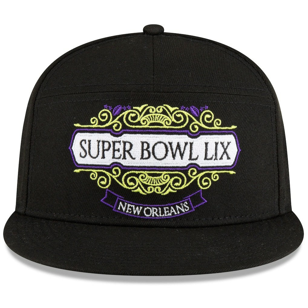 Philadelphia Eagles New Era Super Bowl LIX Tarmac Split Panel 9FIFTY Snapback Hat - Black cheap