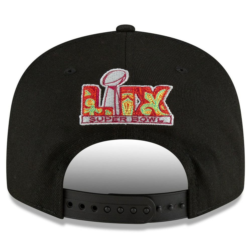 Philadelphia Eagles New Era Super Bowl LIX Tarmac Split Panel 9FIFTY Snapback Hat - Black cheap