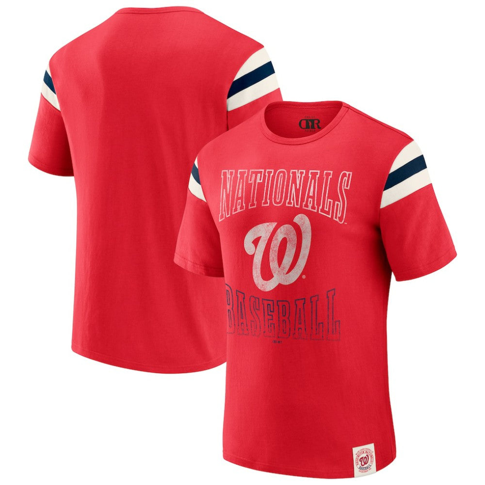 Washington Nationals Darius Rucker Collection Distressed Sleeve Stripe T-Shirt Red