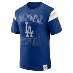 Los Angeles Dodgers Darius Rucker Collection Distressed Sleeve Stripe T-Shirt Royal